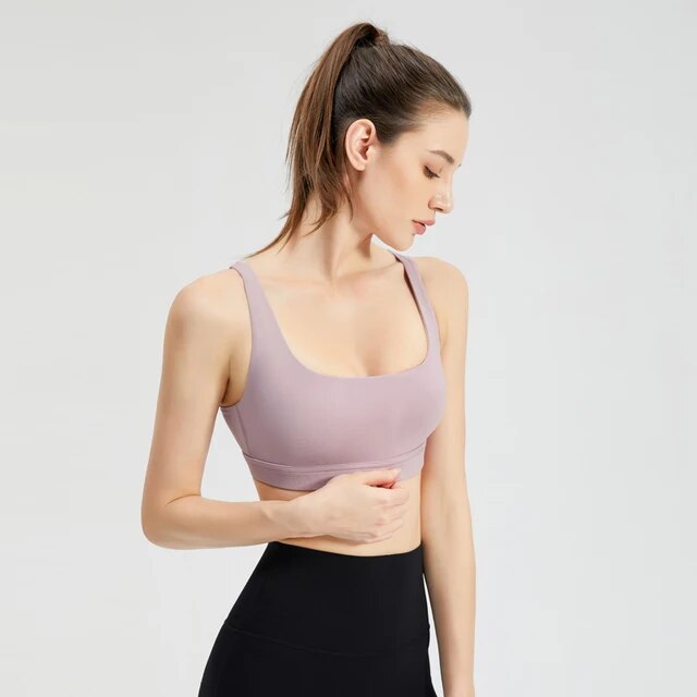 Cross Back Hollow Out Breathable Padded Women Sports Bras