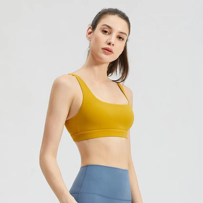 Cross Back Hollow Out Breathable Padded Women Sports Bras