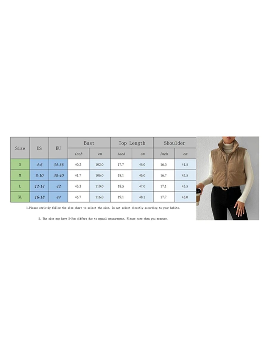 Corduroy Puffer Vest: Stylish Sleeveless Jacket for Fall/Winter