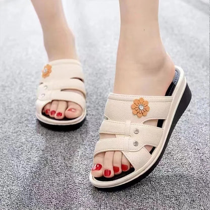 Flower Decor Casual Open Toe Outdoor Summer Slippers