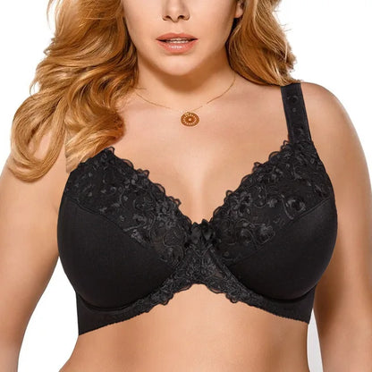 E F G H Cup Plus Size Non-Padded Women's Lace Bra