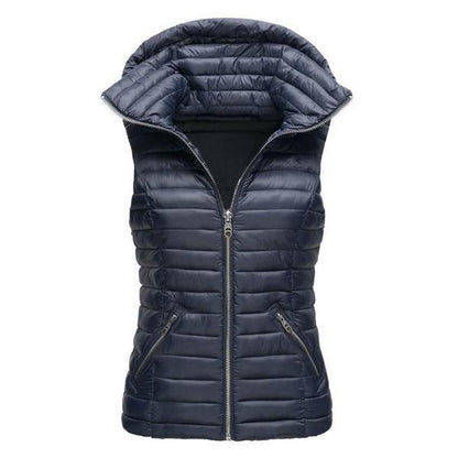 Spring Autumn Style Sleeveless Warm Hooded Vest Coat