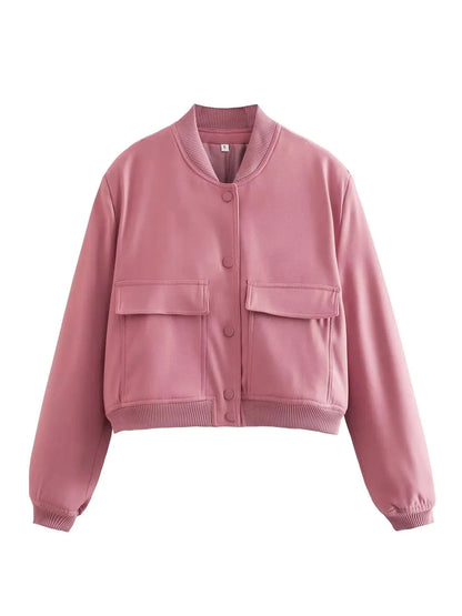 Double Pocket Casual Women Jackets