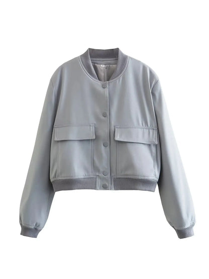 Double Pocket Casual Women Jackets