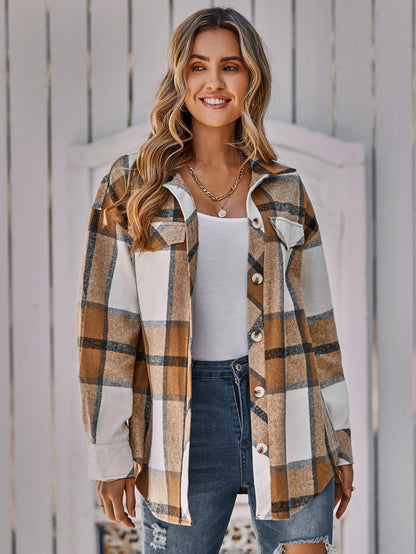 Women's Single-Breasted Plaid Coat – Coats Outfits Women & Casual Japanese Korean Style