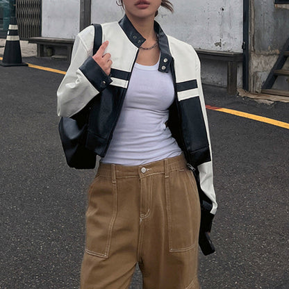Ladies Street Spice Contrast Leather Bomber Jackets – Bold & Urban