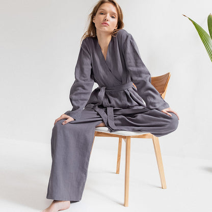 Japanese Style Fully Cotton Kimono Pajama Sets For Women
