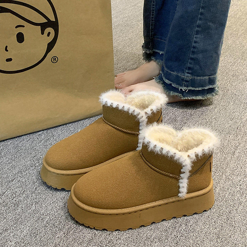 Female Plush Insole Suede Snow Boots