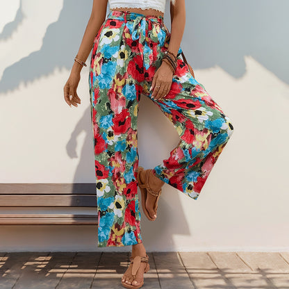 New Floral Print On Leg Leggings Capri Pants