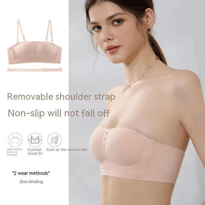 Seamless Strapless Push-Up Bra – Anti-Sagging Comfort for Small Busts
