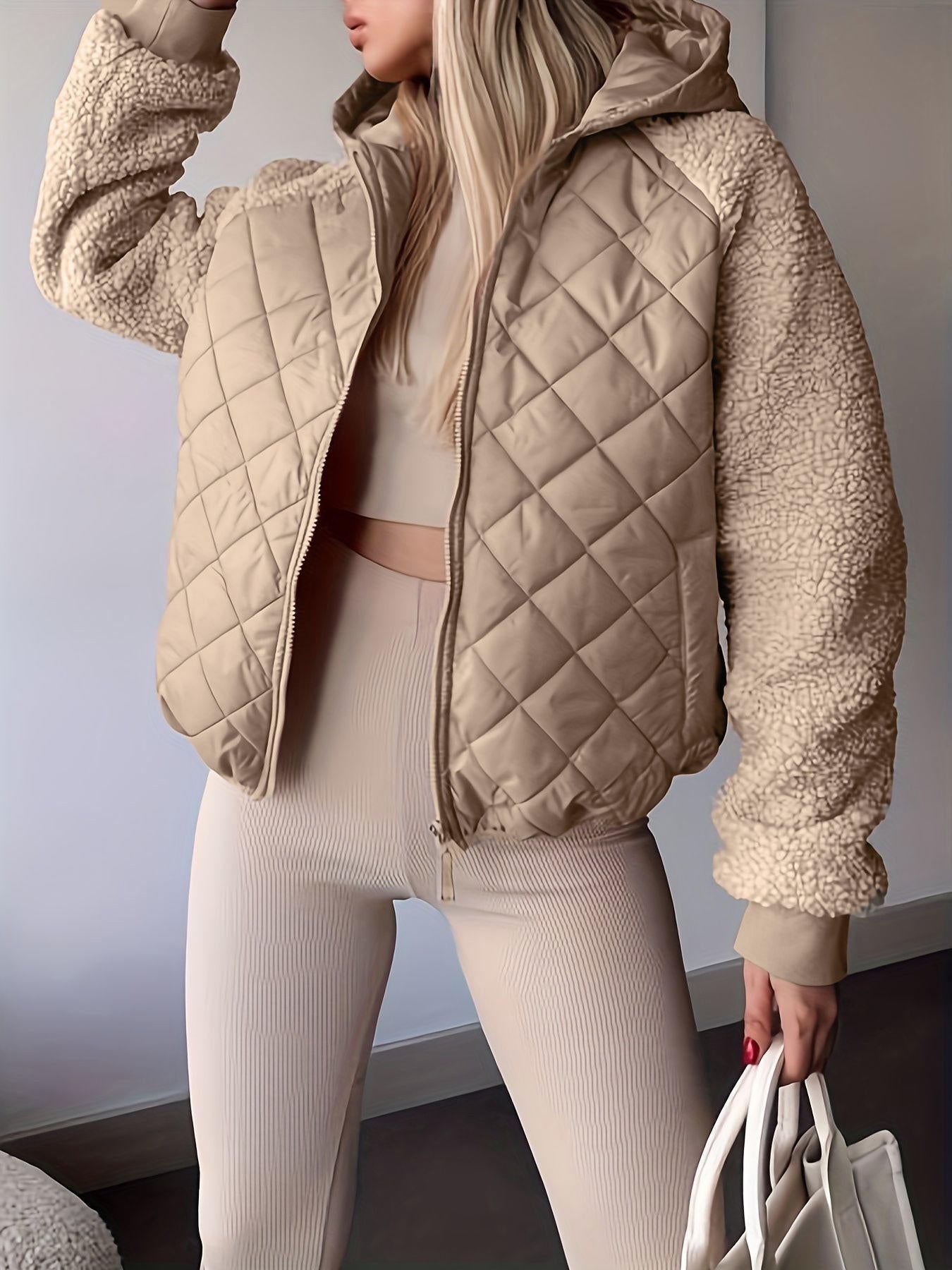 Womens Casual Sleeveless Zip Up Puffer Hooded Jacket Coat