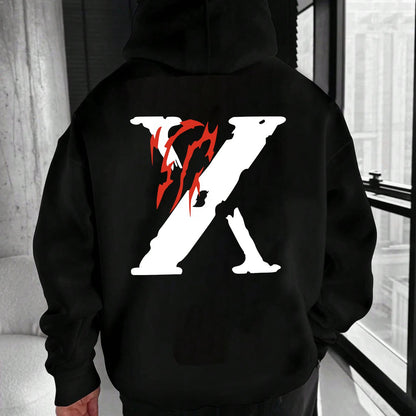 Men’s Graphic Print Hoodie – Casual Cotton Blend Pullover Sweatshirt for Fall/Winter Streetwear