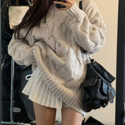 Cozy Confidence: Plus Size Twisted Knit Pullover for Women