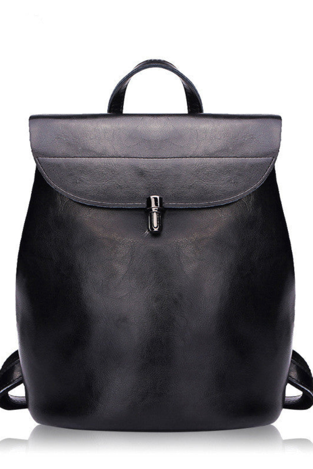 Black backpack on a white background