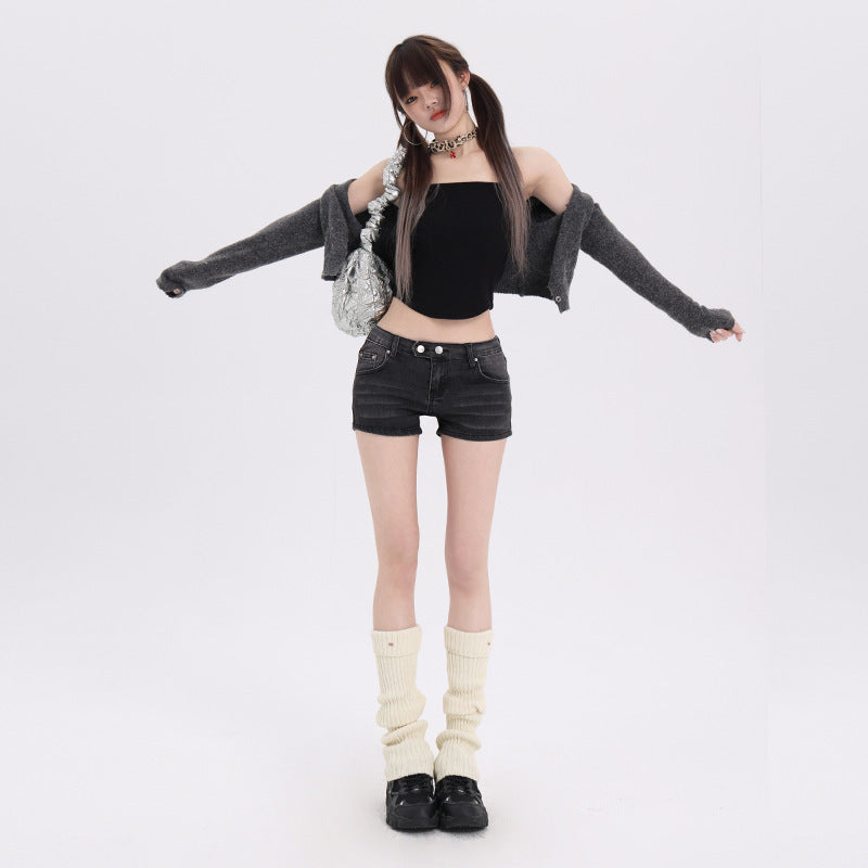 Elastic Low Waist Denim Shorts – Stretchy Casual Summer Style