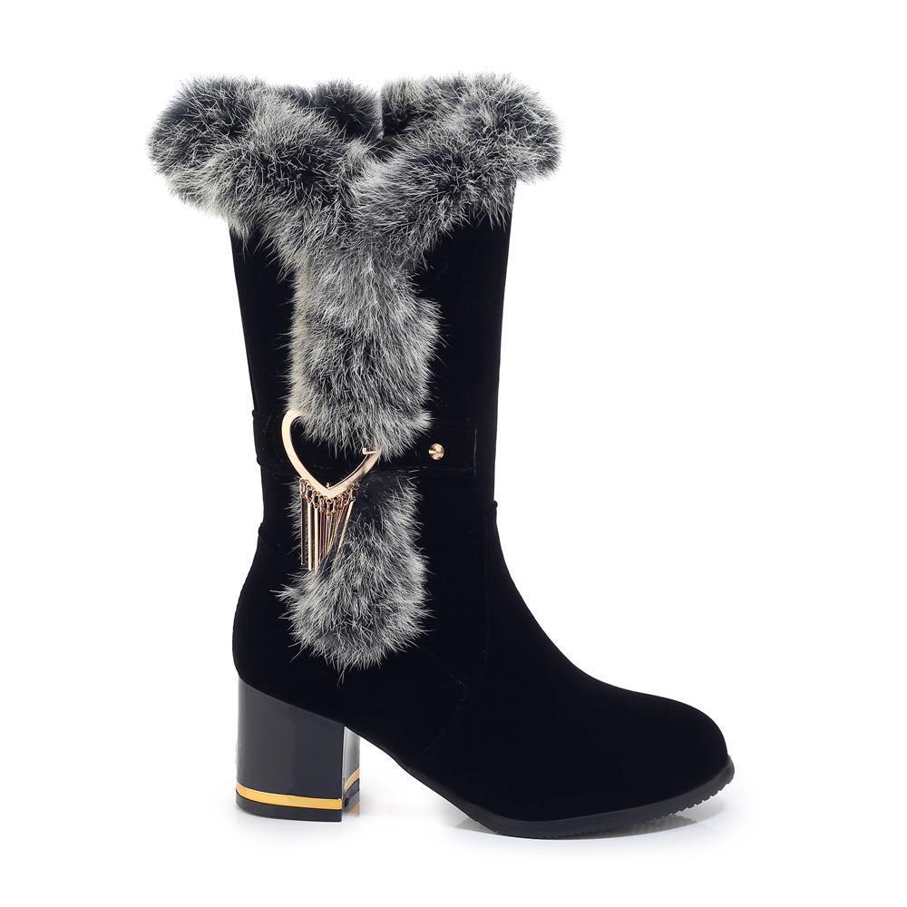 Womens Thin Square Heel Elegant Winter Shoes