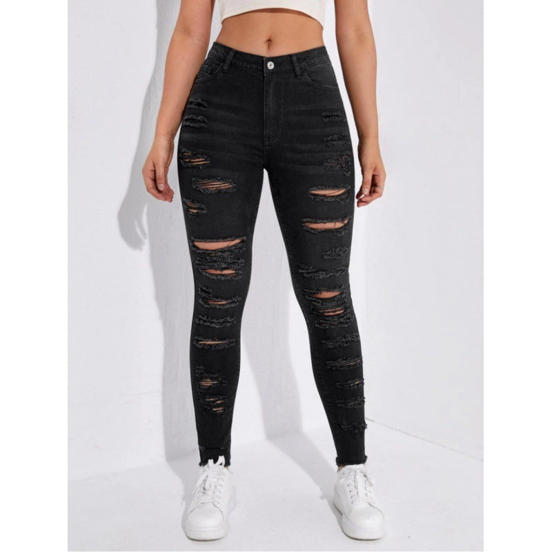 All-Match High-Waist Skinny Denim Trousers – Flattering Full-Length Jeans