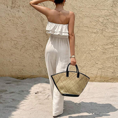 Women Elegant Solid Ruffle Design Jumpsuits