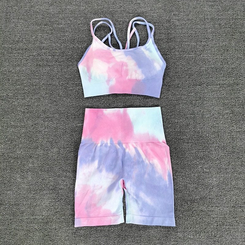 Tie-Dye Seamless Two-Piece Activewear Outfit Set | Vibrant Style 2025 Aesthetic
