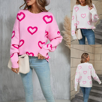 Valentine's Day Plus Size Street Style Pullover Sweater
