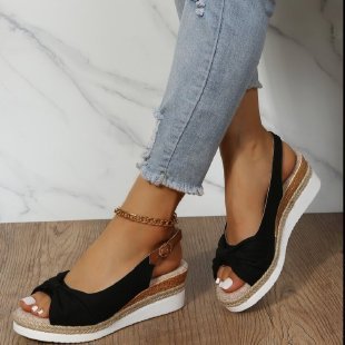 Peep Toe Block Heels Buckle Strap Summer Shoes