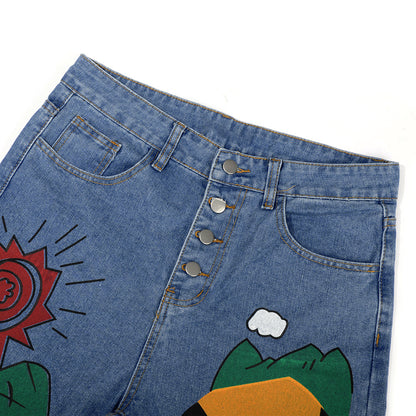Cartoon Print Harem Jeans – Vintage Streetwear for Women