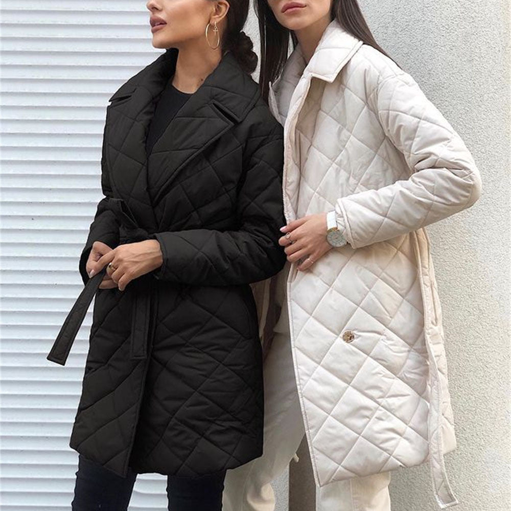 Elegant Mid-Length Cotton Puffer Jackets – Coats Outfits Women & Chic Autumn Winter Style