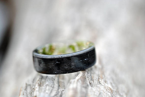 Handmade Resin Wood Ring – Floral Unisex Jewelry, Unique Artisan Statement Rings