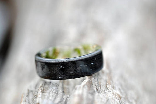 Handmade Resin Wood Ring – Floral Unisex Jewelry, Unique Artisan Statement Rings