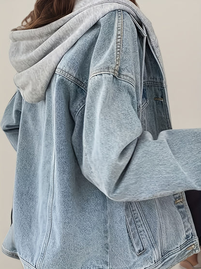 Warm Hooded Soft Inside Women Outwear Denim Jackets