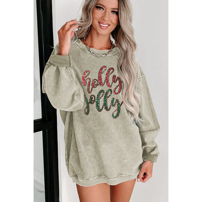 Stylish Sequined Letter Print Pullover – Loose Fit Casual Top for Women