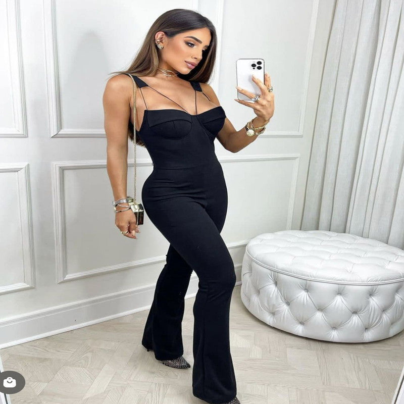 Bandage Backless High-Waist Jumpsuit for Women – Sexy Urban Street Style One-Piece
