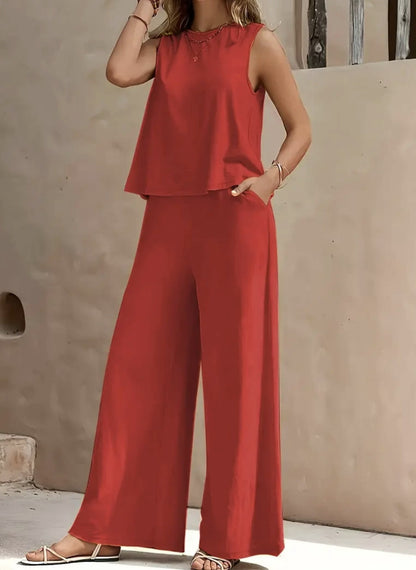 Loose-Fit Pants & Top Two-Piece Outfit Set | Elegant Summer Vibes Style 2025