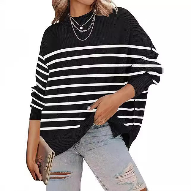 Loose Pullover Stripe Oversized Sweaters for Women – Minimalist Street Style