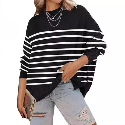 Loose Pullover Stripe Oversized Sweaters for Women – Minimalist Street Style