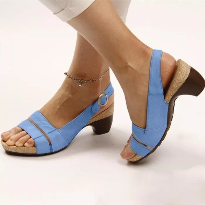 Korean Style Women S Peep Toe Sandals Hook Loop Strap Platform Flats For Summer
