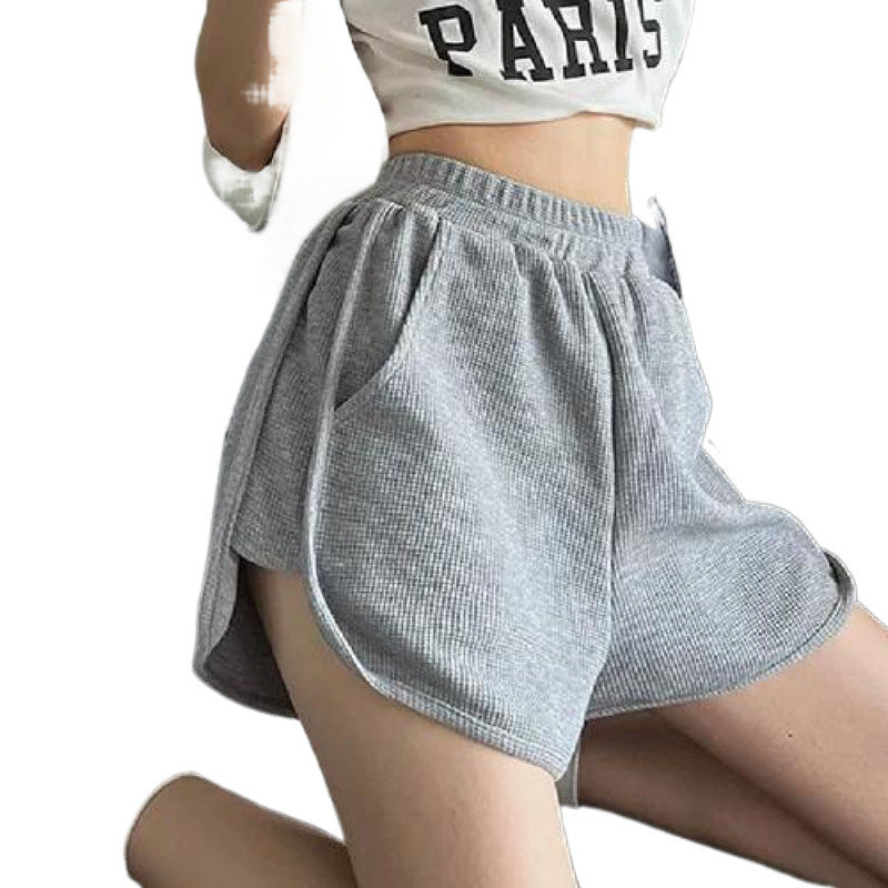 Waffle Knit High-Waisted Sweat Shorts Women – Casual & Athleisure Outfit