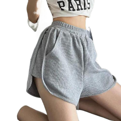 Waffle Knit High-Waisted Sweat Shorts Women – Casual & Athleisure Outfit