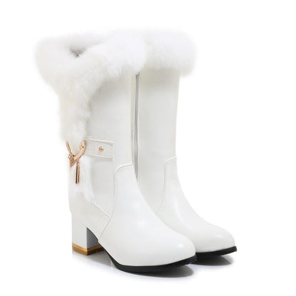 Womens Thin Square Heel Elegant Winter Shoes
