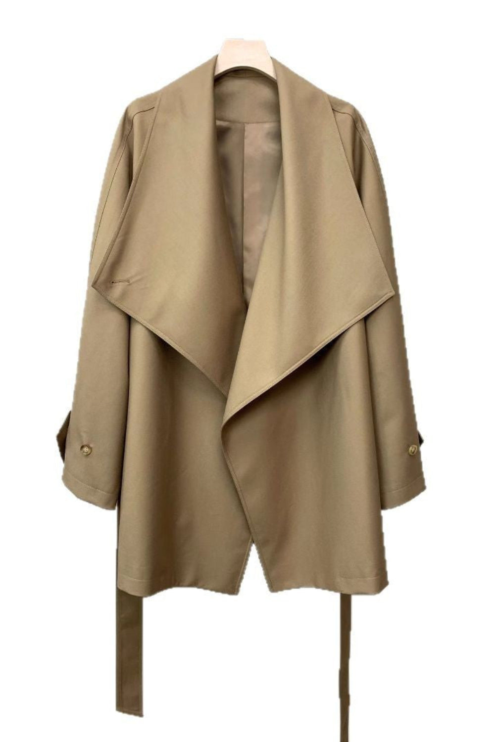 Beige trench coat on a white background