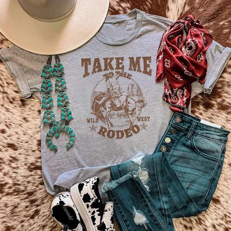 Rodeo Graphic Tee For Women Steer Skull Western Vintage Country Music T Shirt Cowboy Graphic Tops