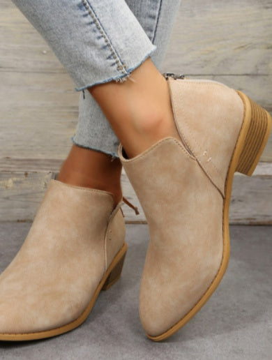 Elegant Faux Suede Low Heel Women Winter Ankle Boots