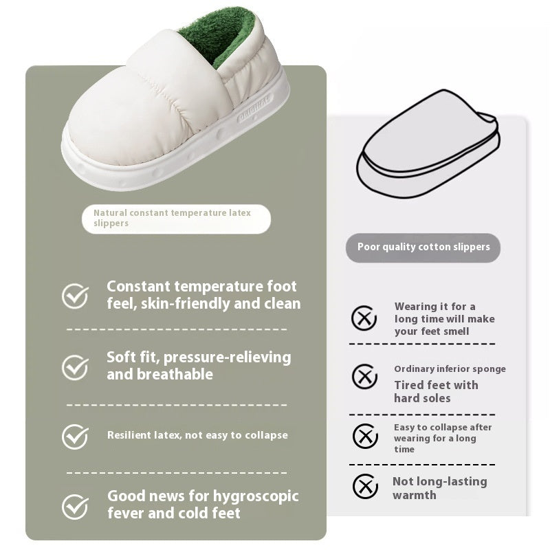 Women S Winter Waterproof Slippers Warm Plush Cotton Home Shoes Non Slip Indoor Flats For Bedroom