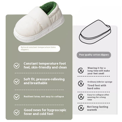 Women S Winter Waterproof Slippers Warm Plush Cotton Home Shoes Non Slip Indoor Flats For Bedroom