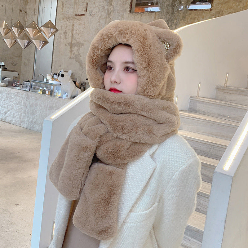 Bear Ear Full Head Protection Winter Hat For Women
