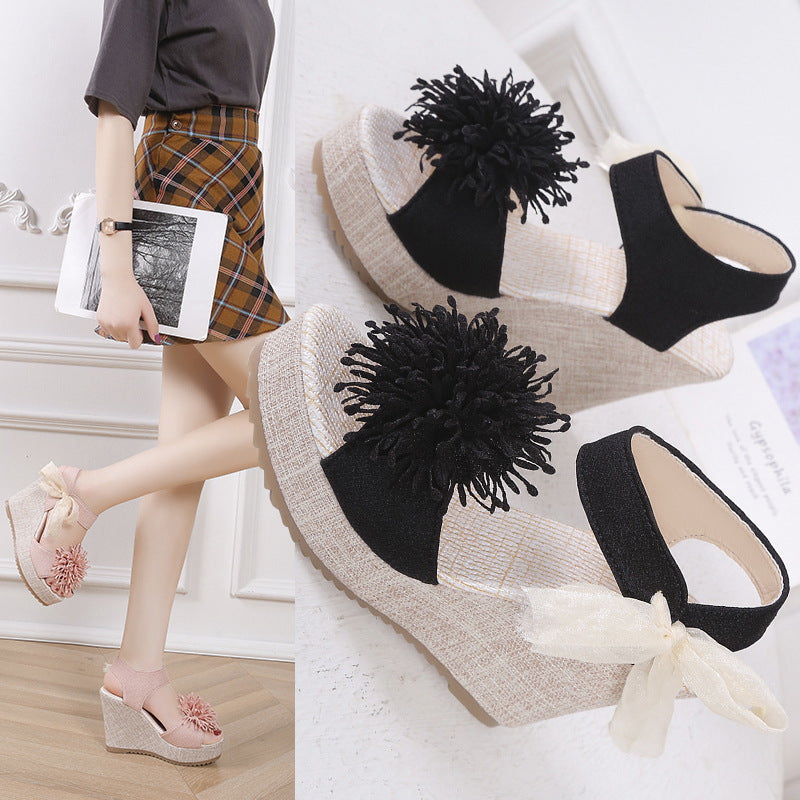 Women S Knitted Platform Sandals Summer Slip On Peep Toe Sports Sneakers