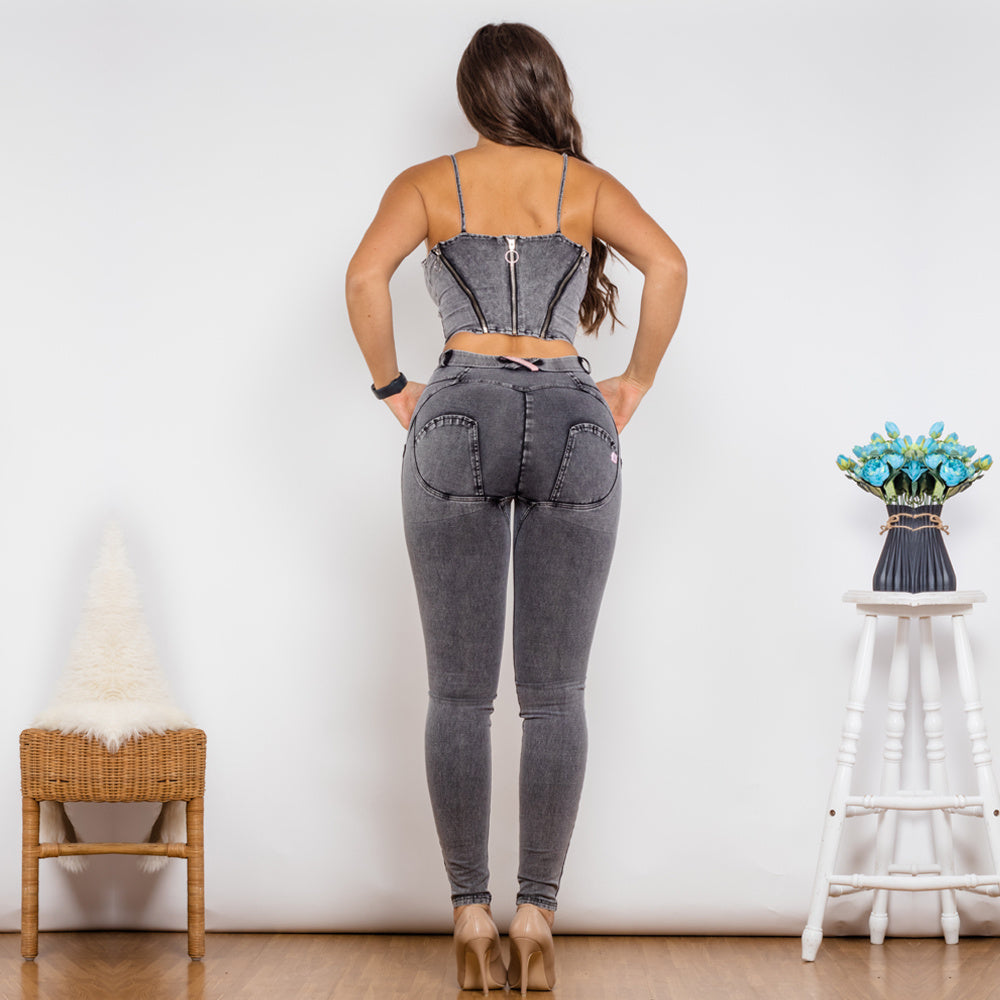 Sculpting Denim Two-Piece Outfit Set | Sleek Style 2025 Aesthetic