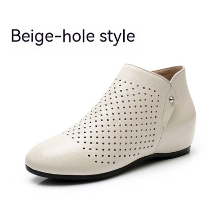 Back Zipper Closure Elegant Brushed Leather Summer Shoes For Women