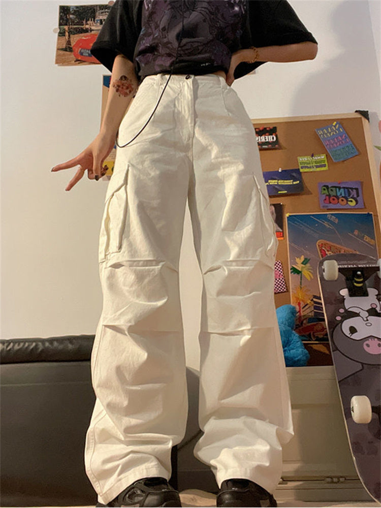 New Womens Casual High Waist Jogger Cargo Pants