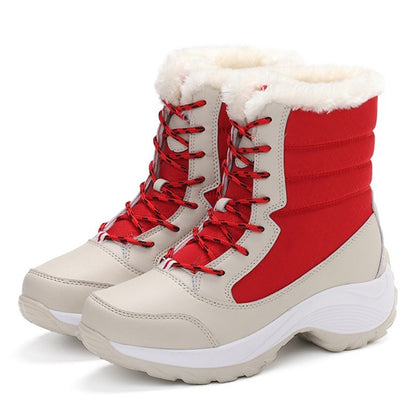 Womens Winter Snow Boots Warm Plush Ankle Boots Fashionable Cold Weather Cotton Shoes For Ladies